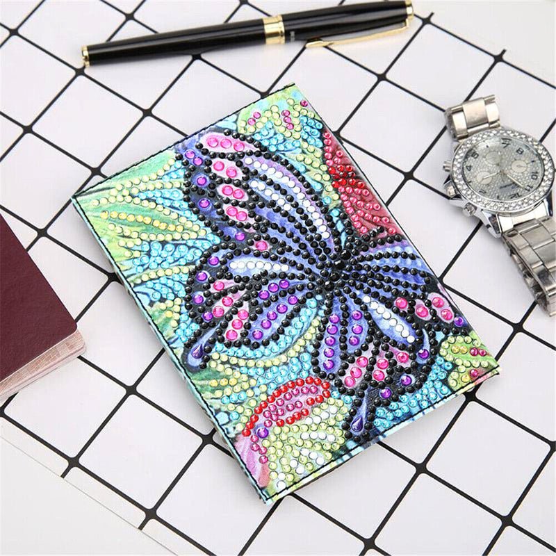 DIY Special Shaped Diamond Painting Butterfly PU Passport Protection Cover Newly