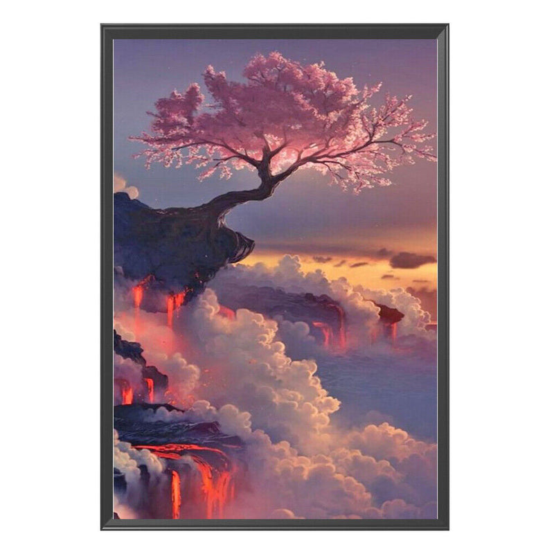 11CT Full Cross Stitch Sakura Tree Counted DIY Embroidery Crafts Home Decoration
