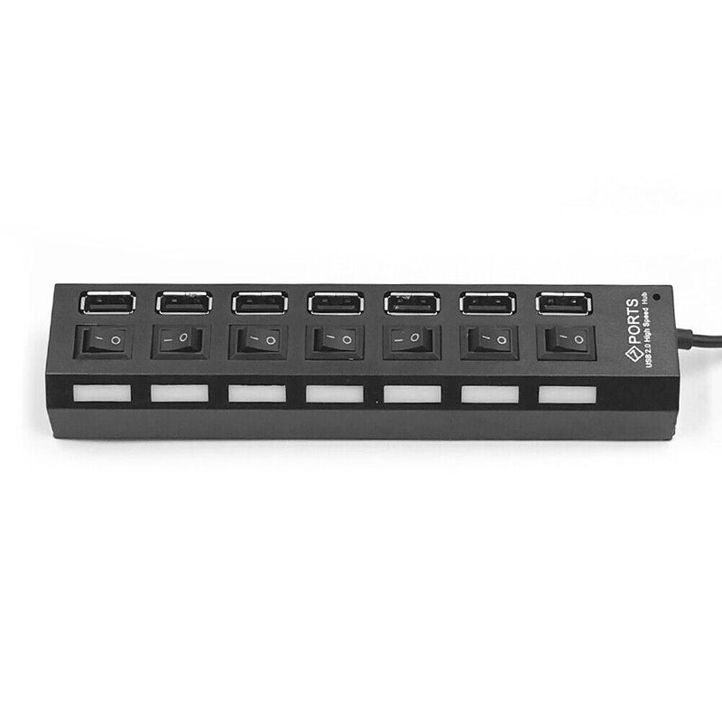 USB Hub 480Mbps High Speed Multi USB 2.0 Splitter Power Cable Expander Adapter