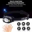 USB Rechargeable Headlamp Gesture Sensor Headlight Head Flashlight (Black)