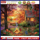 5D DIY Diamond Painting Kits Dusk Bonfire Full Round Drill Wall Decor Art C