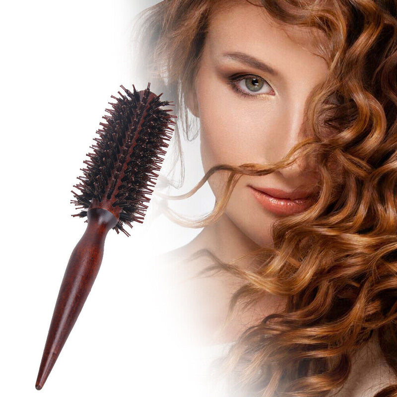 Curly Hair Comb Radial Brush Wooden Handle Bristle Anti-Static Hairstyle LS4G
