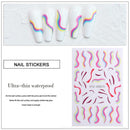 Nail Art Stickers Decals Transfers Pink Wavy Swirls Manicure Lines Abstract V2O4