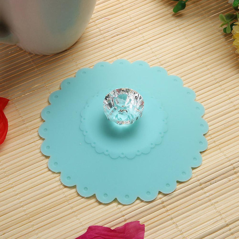 #A Cute Cup Lid Dustproof Leak Proof Cup Lid Silicone Mug Covers with Spoon Hold