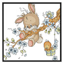 Part Embroidery Naughty Rabbit Printed Cross Stitch 14CT Cotton Needlework