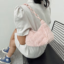 Retro Women Acrylic Chain Plush Underarm Bag Casual Handbags (Light Pink)