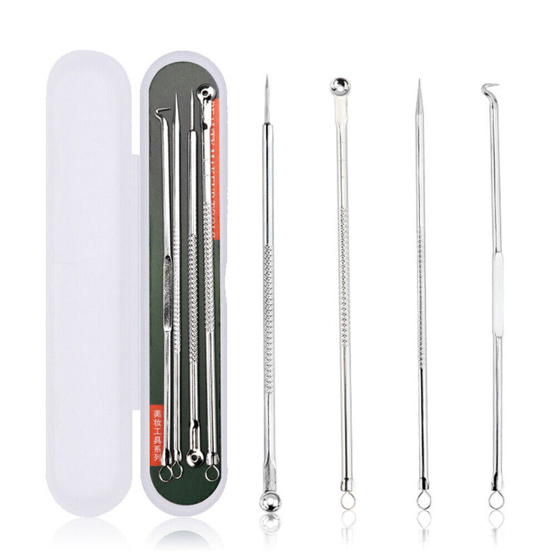 4pcs Durable Acne Needle Hook Set Pimple Spot Cleaning Needle Beauty Care Tool