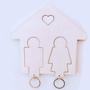 Set of 2 Wooden Key Chain Couples, Keys Ring with Magnetic Hanger, Best Gift