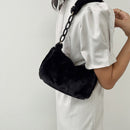 Fashion Autumn Winter Plush Underarm Bag Women Acrylic Chain Pure Color Handbags