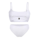 Women Sexy Bikini Set Push Up Pad Solid Swimsuit Summer Bra Suit (White)(S