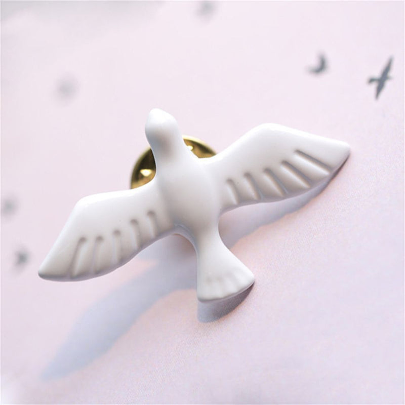 Enamel Symbolises Peace Metal Lapel Pin Dove Pins Badge White Dove Brooch