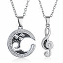 Lovers Fashion Jewelry Women Men Musical Note Couple Necklace Moon Pendant