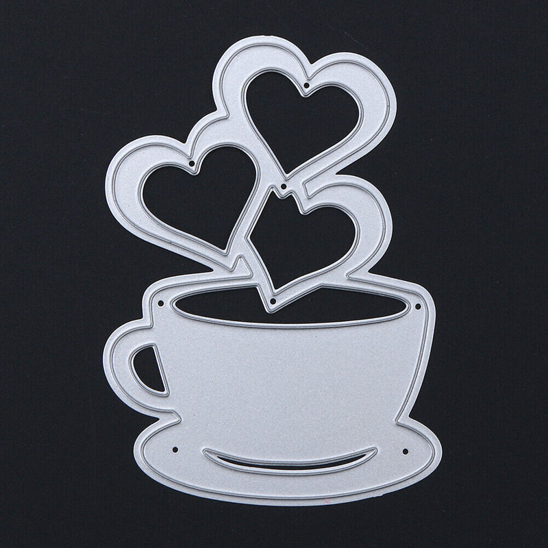 Love Heart Hot Coffee DIY Carbon Steel Cut Die Metal Stencil