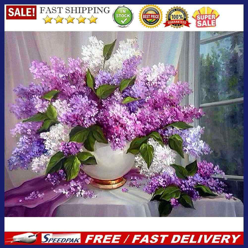 5D Diamond Painting Kit Window Sill Flowers Full Round Drill DIY Crafts Mos