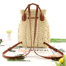 Fashion Straw Shoulders Backpack Woven Women Beach Holiday Bucket Purse Bag