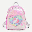 Preppy School Bags Women Sequins Heart Horse Decor Backpacks Glitter Rucksack