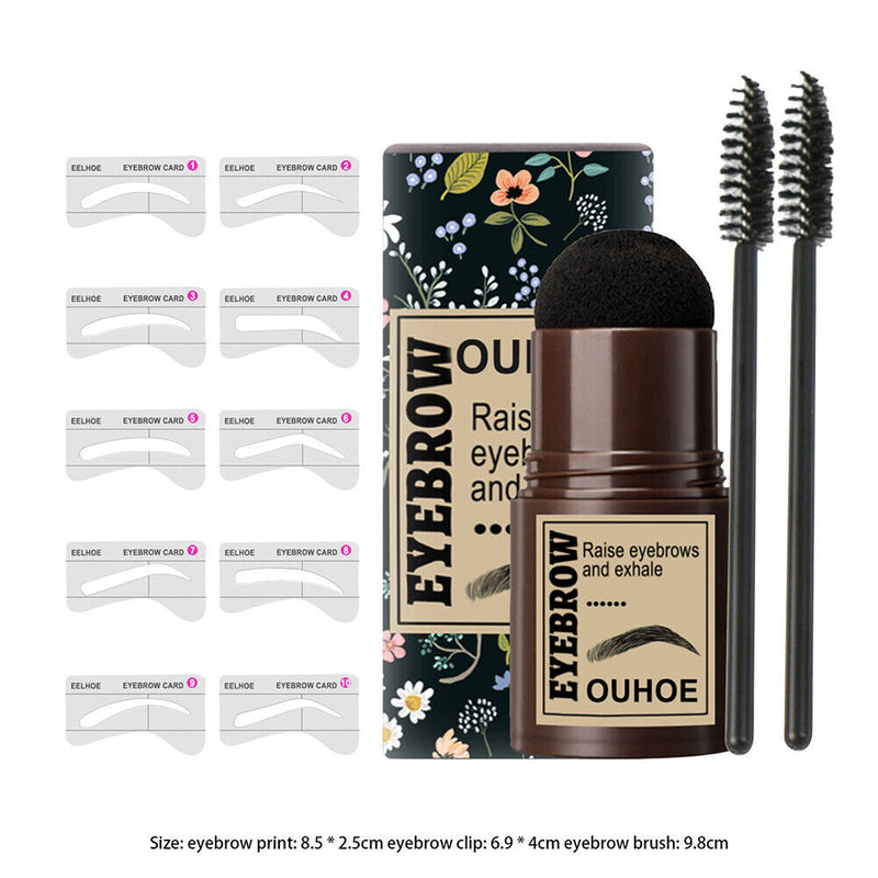 Waterproof EyeBrow Powder Stamp Brow Stencils Shaping Kit (Jet Black)