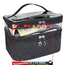 Double Layer Travel Makeup Bag Waterproof Portable Cosmetic Bag (Black) Newly