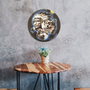 Round Metal Tin Sign Plaque Wall Old Man Wolf Posters Iron Art Painting