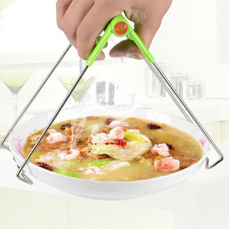 Bowl Clip Pot Dish Plate Anti-Scald Clamp Gripper Steel Tong Tools T0V6