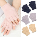 Color Fingerless Mittens Half Finger Gloves Imitation Mink Hair Plush Knitted