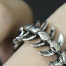 Male Fashion Geometric Biker Metal Wedding Rock Fish Bone Ring Punk Gothic