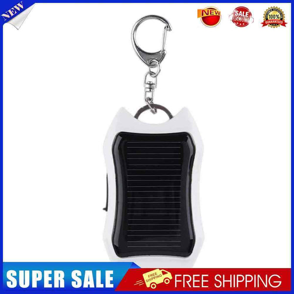 Keychain Power Bank USB Cell Phone Solar Power Bank with LED Light (White)