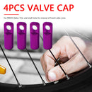 4pcs CNC Bike Tyre Presta Valve Cap Bicycle Tire Valve Dust Covers (Purple)