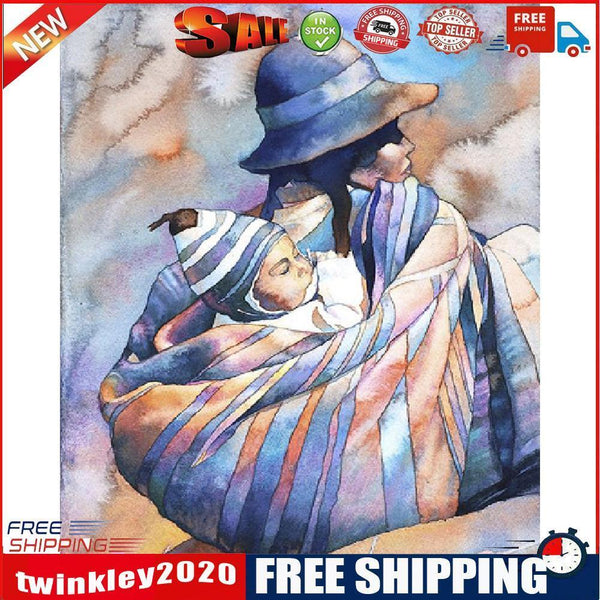 Frameless Oil Paint By Numbers Mom Carrying Baby DIY Canvas Picture Craft