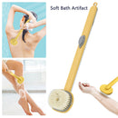 Long Handle Exfoliating Bath Skin Brush Body Scrub Shower Cleaning (Yellow)