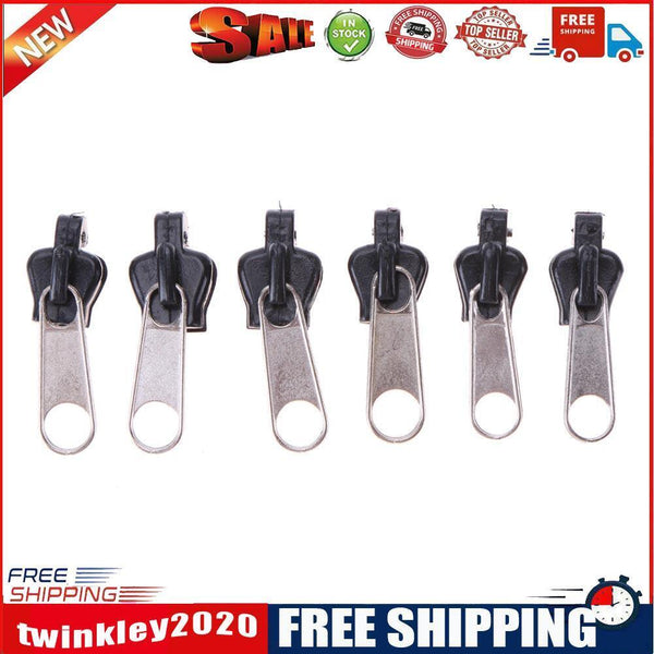 6pcs/set Universal Fix Zipper Repair Kit Replacement Zip Slider(Half black)