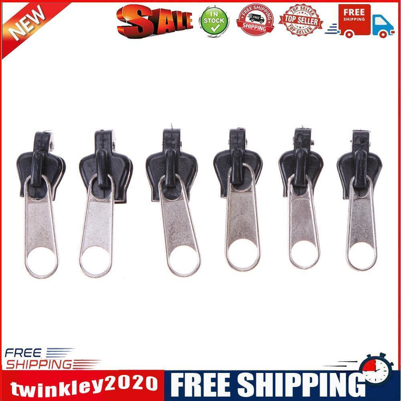 6pcs/set Universal Fix Zipper Repair Kit Replacement Zip Slider(Half black)