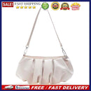 Portable Pleated Shoulder Clutch Bag Elegant Ladies Cloud Solid Leather Handbag