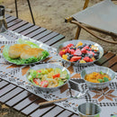 4pcs/Set Outdoor Stainless Steel Dinner Plate Large Capacity Picnic Dish Bowl