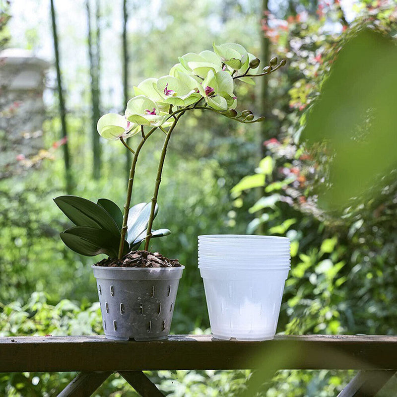 5pcs Orchid Planting Pots Transparent Seedling Garden Flower Pot (no Base) Newly