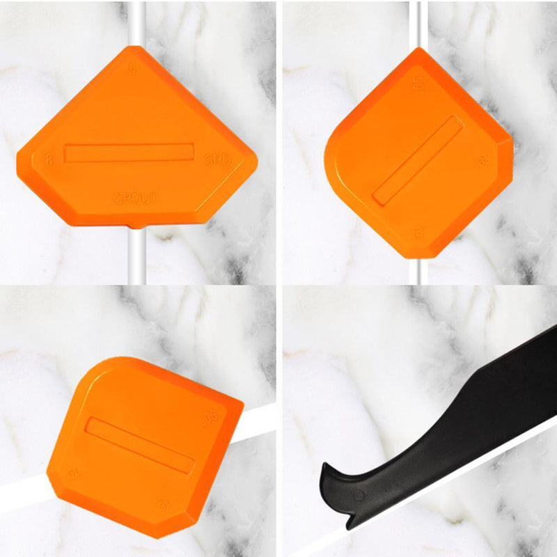 4pcs Smoothing Spatula Sealant Remover Caulking Scraper Grout Kit (Orange)