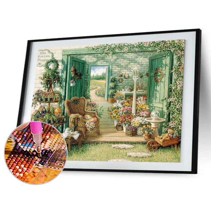 5D DIY Full Drill Diamond Painting Yard Flowers Cross Stitch Embroidery Kit