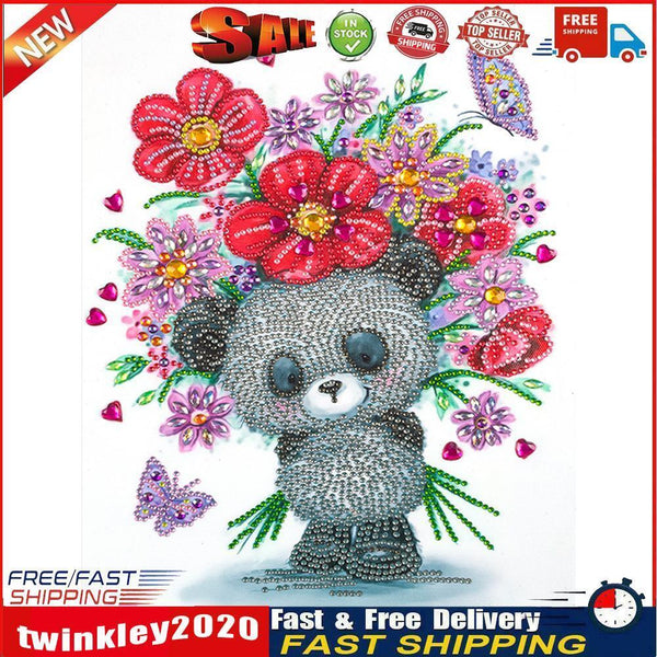 Diamond Painting 5D DIY Cartoon Bear Partial Special Drill Rhinestone Kit Newly