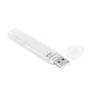 Mini Portable USB Book Light Bright Reading Lamp for PC Laptop (White 8LED)