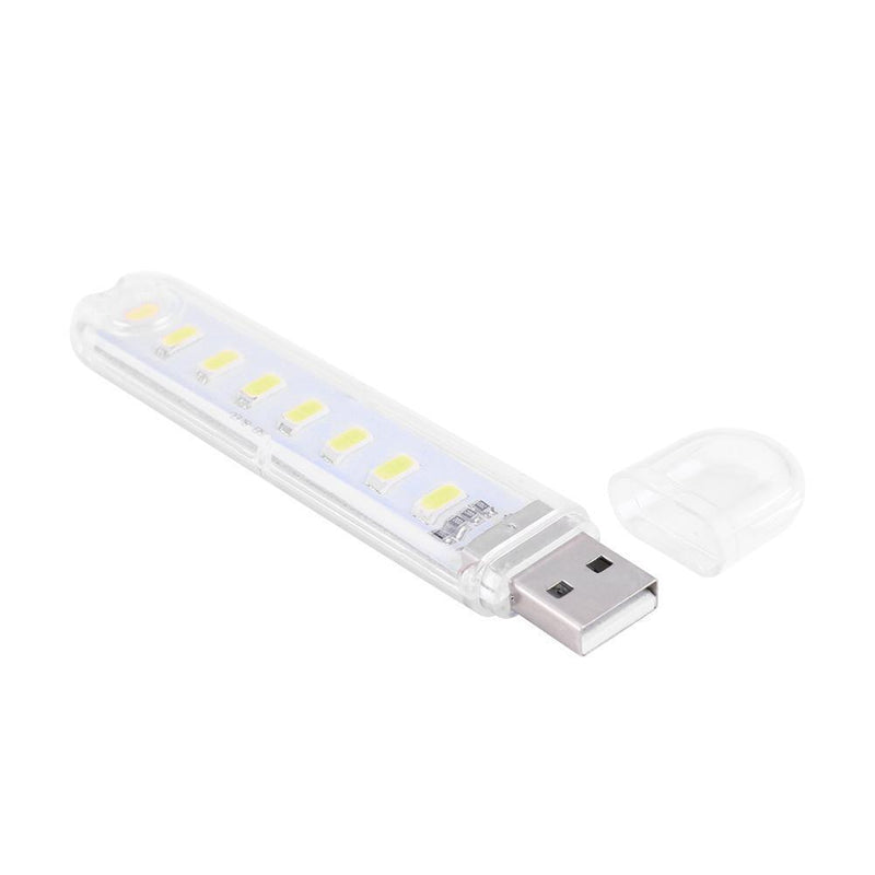 Mini Portable USB Book Light Bright Reading Lamp for PC Laptop (White 8LED)