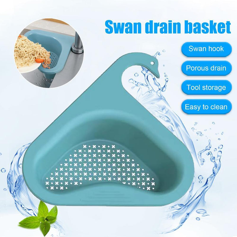 Colander Sink Strainer Kitchen Sink Shelf Faucet Hanging Drain Rack (Blue)