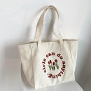 Women Canvas Shoulder Bags Letter Tulip Prints Large Capacity Lady Tote Handbags