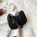 Women Purse Pure Color Underarm Bag Female Casual Shoulder Handbag (Black)