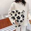 Portable Flower Printed Shoulder Handbag Plush Messenger Bag Street Totes