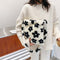 Portable Flower Printed Shoulder Handbag Plush Messenger Bag Street Totes
