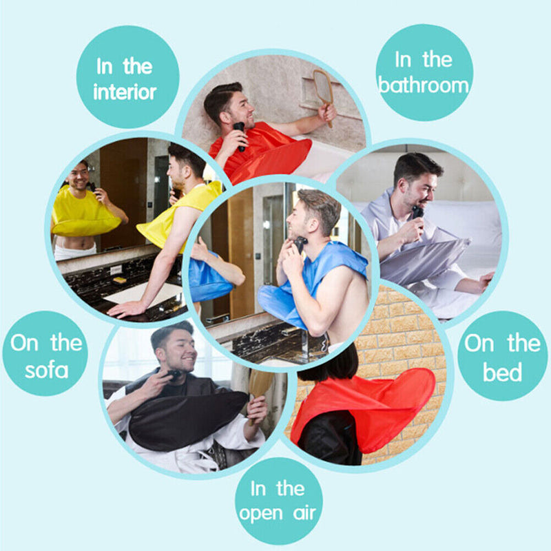 Portable Beard Shave Apron Bib Trimmer Facial Hair Cutting Cape Haircut Cloak