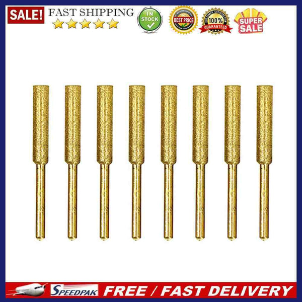 8x Diamond Coated Cylindrical Burr Stone File Chain Saw Sharpening Carving To