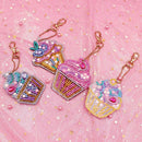 4pcs/set DIY Diamond Painting Keychain Full Drill Rhinestone Cake Shape Pendant
