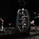 Incense Holder Ceramic Backflow Waterfall Incense Burner with 50 Cones (C) Newly