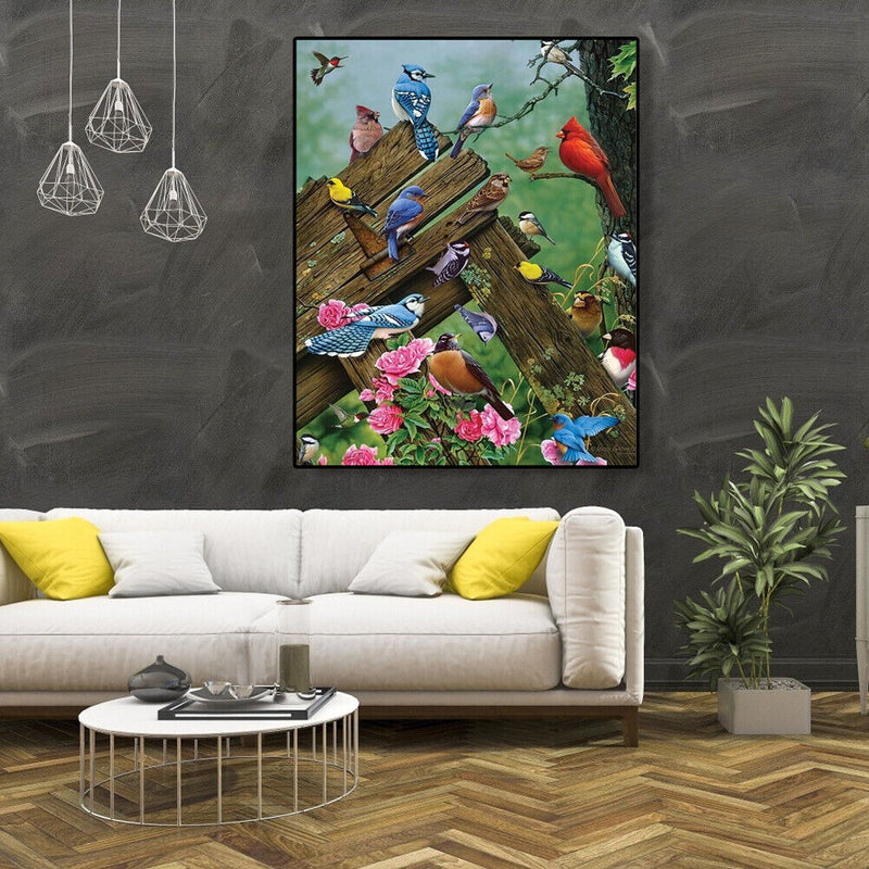 Painting By Numbers DIY Resting Birds Canvas Oil Wall Art Picture Ornaments Kit